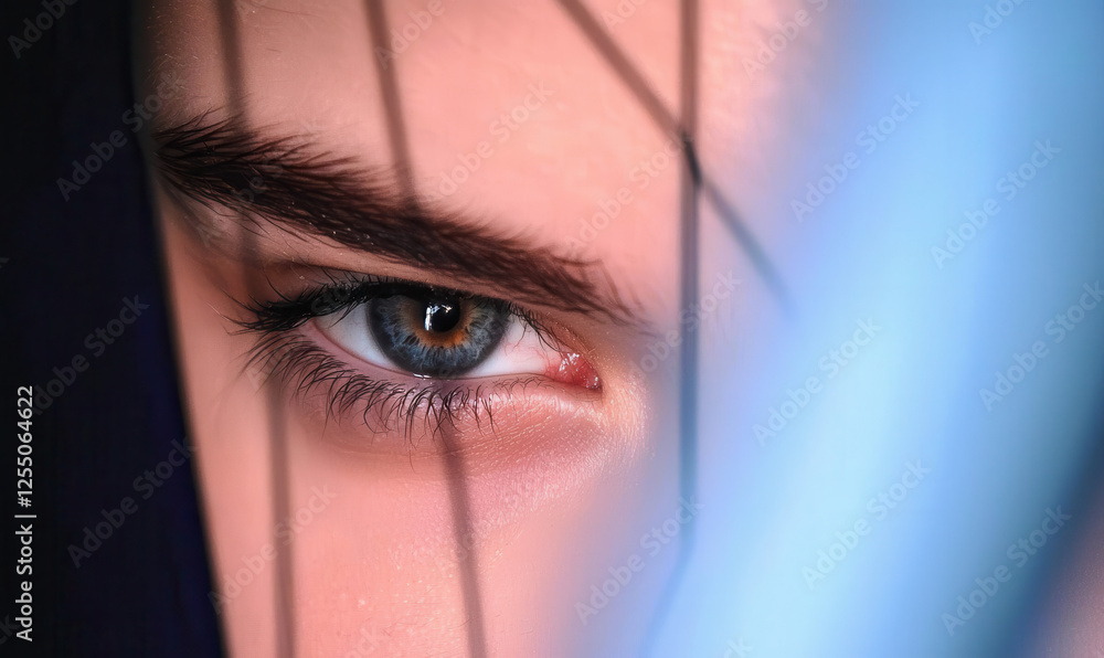 Aufkleber intriguing close-up portrait highlighting eye expression with captivating depth and emotion in play 