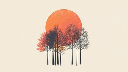 Minimalist trees and sunset