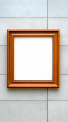 Empty Wooden Frame on Concrete Wall 3D Illustration