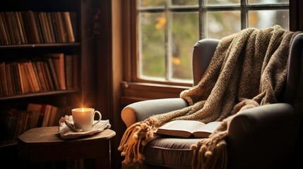 Fototapeta premium armchair vintage books