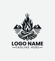 Obraz premium Campfire Logo Design, Bonfire Logo, Cozy Campfire Logo, Outdoor Adventure Logo