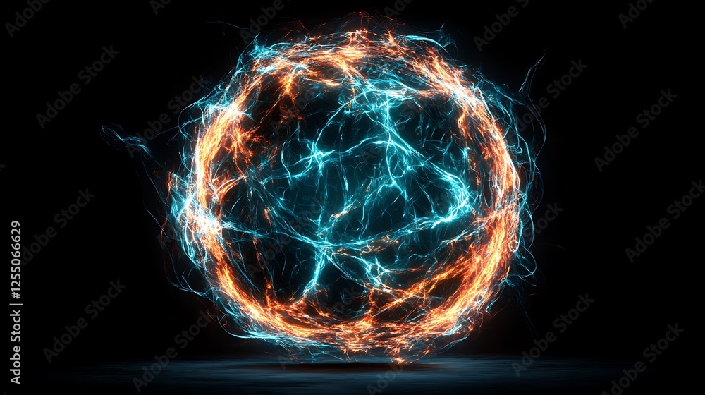 Aufkleber spherical plasma energy core fusion power futuristic particle physics conceptual abstract design