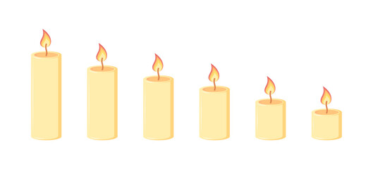 Candle set icons. Flat style. Vector icons.