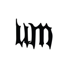 UM monogram logo design letter text name symbol monochrome logotype alphabet character simple logo