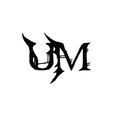 UM monogram logo design letter text name symbol monochrome logotype alphabet character simple logo