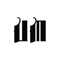 UM monogram logo design letter text name symbol monochrome logotype alphabet character simple logo