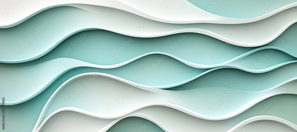 Aufkleber abstract flowing waves minimalist 3d aqua seamless texture pattern for background design