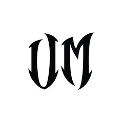 UM monogram logo design letter text name symbol monochrome logotype alphabet character simple logo