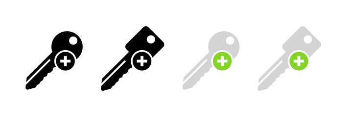 Key icons. Flat and silhouette style. Vector icons.