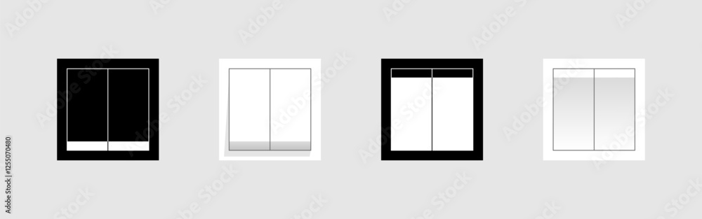 Poster light button set icons. silhouette and flat style. vector icons.