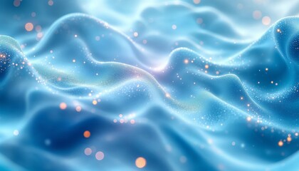 Ethereal Blue Waves, A Luminous Dreamscape of Serenity and Sparkle