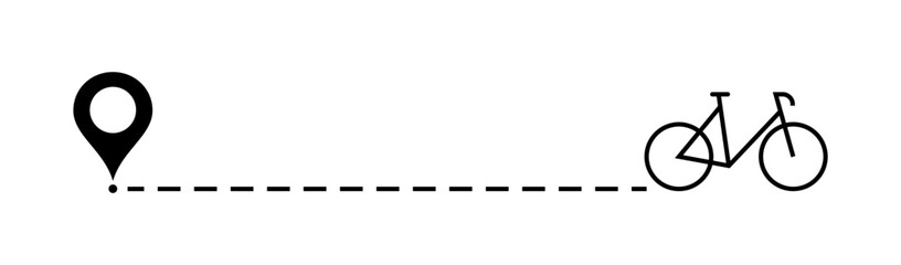 Bicycle icon. Map point route icon. Linear and silhouette style. Vector icon.