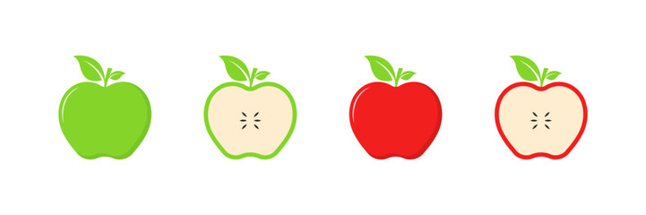 Apple icons. Apple in section icons. Flat style. Vector icons.