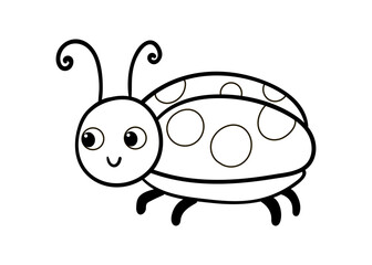 Cute black and white ladybug on a white background. Vector illustration with insect in cartoon style.