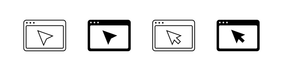 Website click set icons. Silhouette and linear style. Vector icons.