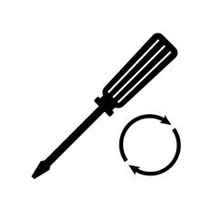 Repair icon. Screwdriver icon. Silhouette style. Vector icon.