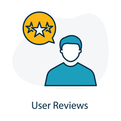 Vector icon for user reviews in online platforms. Depicts feedback, ratings, and customer opinions for better decision-making.