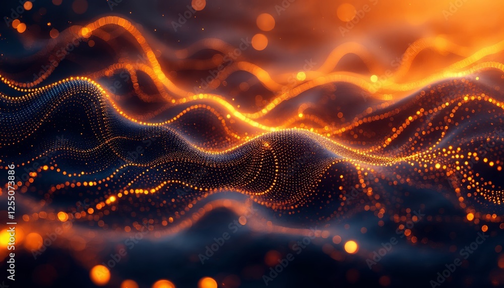 Poster ethereal golden streams, an abstract representation of data flow