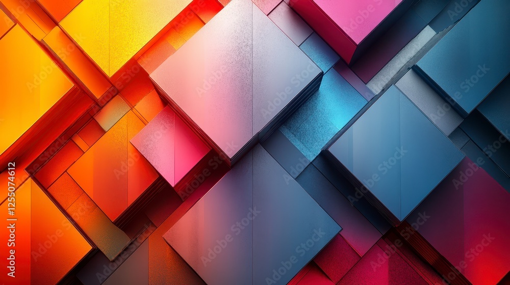 Poster abstract colorful geometric cube pattern