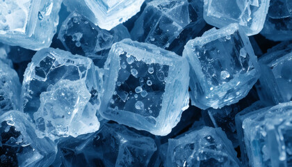 Ice cube texture with frosty, translucent surfaces and sharp edges