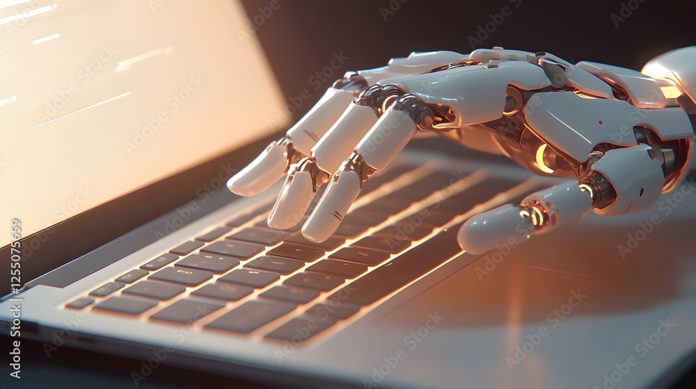 Aufkleber robotic hand using a laptop computer