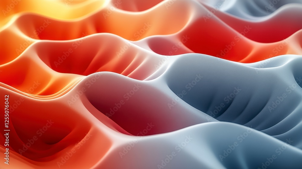 Poster abstract 3d render of a smooth wavy surface