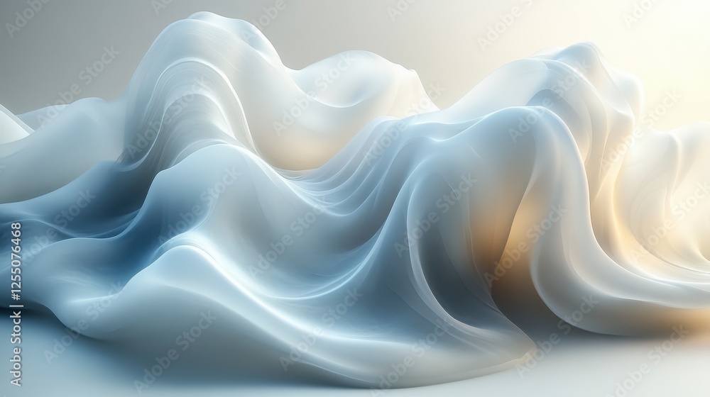 Poster abstract 3d rendering of flowing white fabric