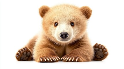 Fototapeta premium Adorable bear cub playing forest habitat wildlife photography natural environment close-up view animal behavior