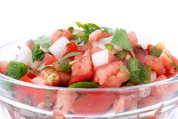 Traditional Mexican Pico de Gallo sauce isolated on white background