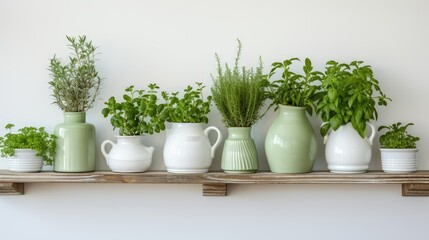 Fototapeta premium greenery kitchen shelf background