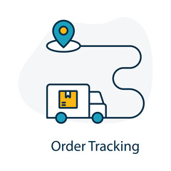Vector icon for order tracking in online shopping. Represents real-time delivery updates and shipment tracking.
