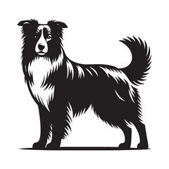 Border Collie silhouette featuring sleek lines and a dynamic posture - Border Collie illustration - minimal Border Collie vector - dog silhouette

