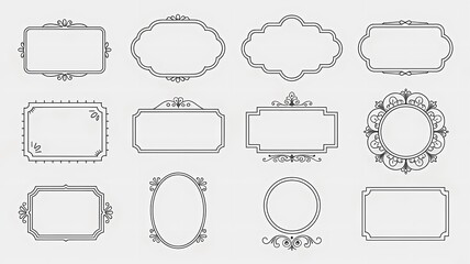 Collection of Vintage Decorative Frames Featuring Intricate Designs on a Soft Grey Background