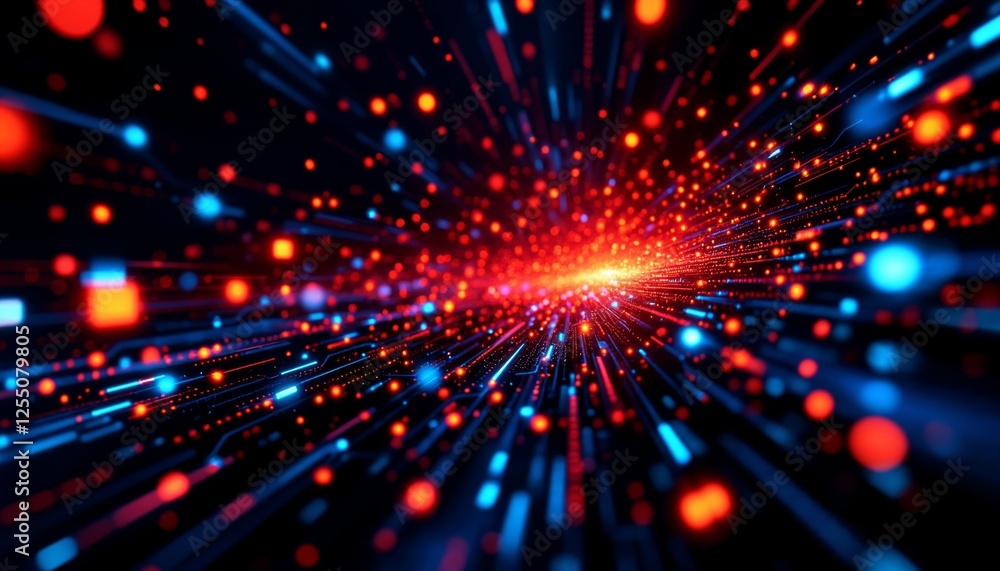 Poster futuristic data stream, abstract digital network with high-speed transmission
