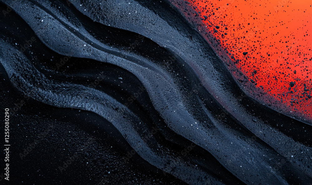 Aufkleber captivating abstract waves in dark and red: an exploration of texture and movement in natural enviro