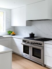 Modern kitchen design home interior image bright space eye-level view minimalist aesthetic