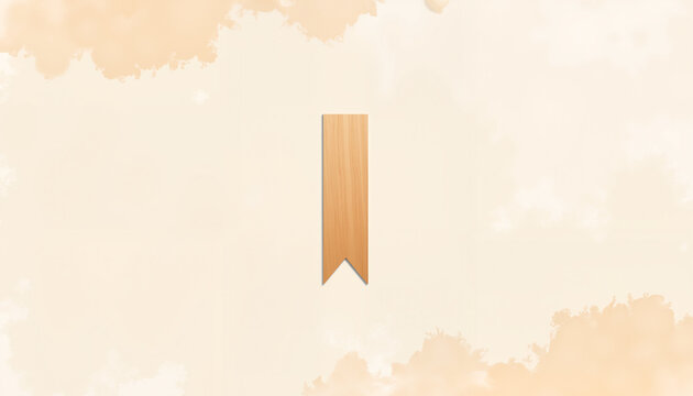 Wooden ribbon bookmark elegantly displayed on a soft beige watercolor background, perfect for reading enthusiasts and creative projects.
