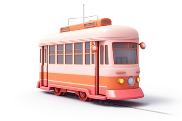 Tram vehicle bus white background.