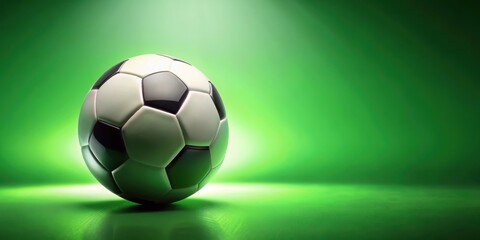 Naklejka premium Illuminated Soccer Ball on Green Background, a Striking Image Perfect for Sports Themes and Related Projects