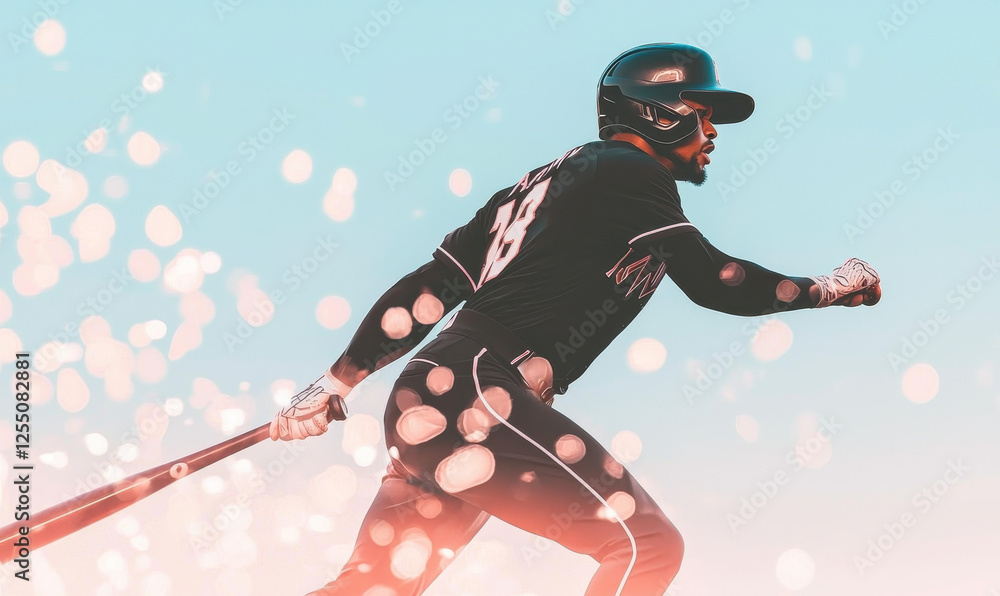 Poster experience the thrill of the game: capturing the dynamic energy of a baseball player in action with 