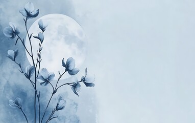 Abstract magnolia flowers under moonlit sky