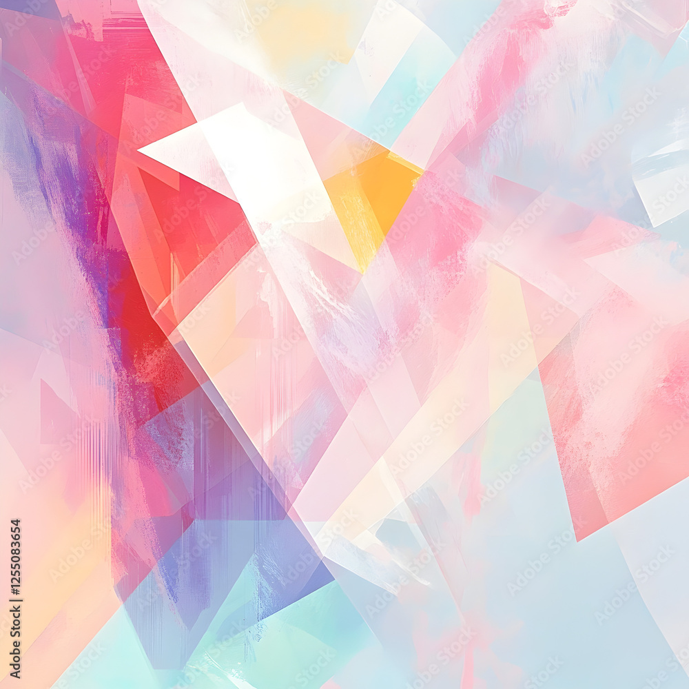 Poster abstract geometric composition: an ethereal, abstract artwork composed of overlapping transparent sh