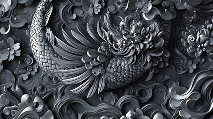 Intricate floral wall art, detailed carving showcasing nature-inspired designs, perfect for home decor or artistic themes.