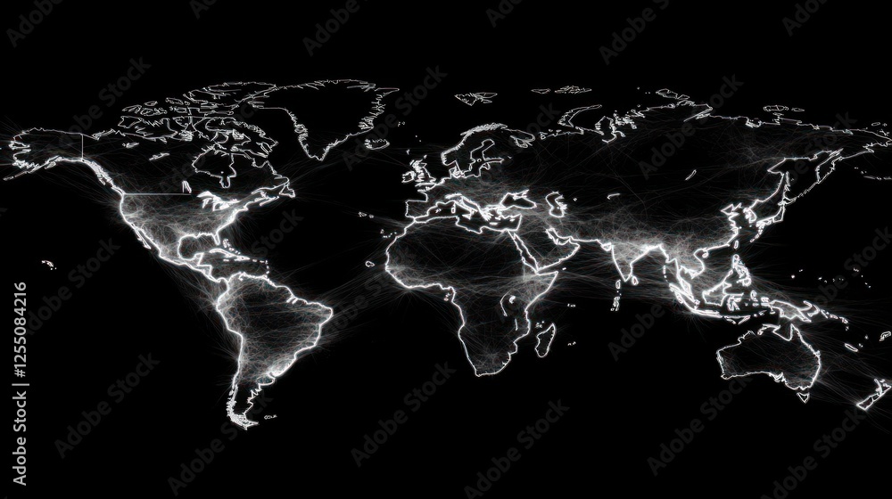 Poster global network connections: a visual representation of worldwide interconnectivity