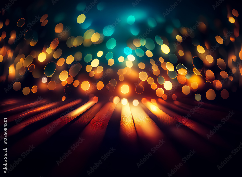 Aufkleber dreamy abstract background with blurred bokeh lights. warm yellow and orange tones blend with cool g