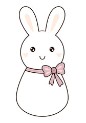 Retro Groovy Easter bunny clipart. Happy Easter day. Cute bunny in cartoon flat style. Hand draw vector illustration
