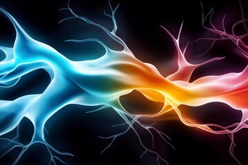Obraz premium Abstract Neural Network, Connection, Energy Flow
