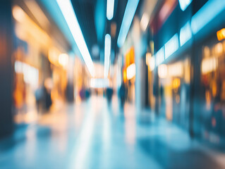 Abstract interior motion blur warm lighting spacious design modern architectural concept