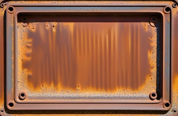 Obraz premium Rectangular frame rusted metal surface appears to be Rusty sign