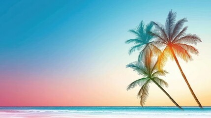 Pixelated Tropical Sunset Beach Scene